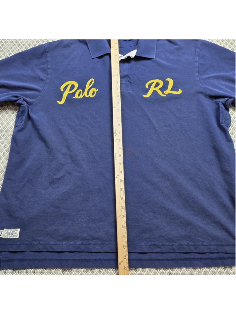 Polo Ralph Lauren Mens 3XB Navy Yellow Script Logo 67 Big Tall Polo Shirt